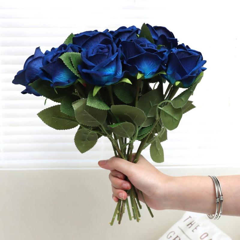 Artificial Rose (12pcs), Faux Rose Bouquet, Decorative Flower for Home Party Wedding Anniversary Festival