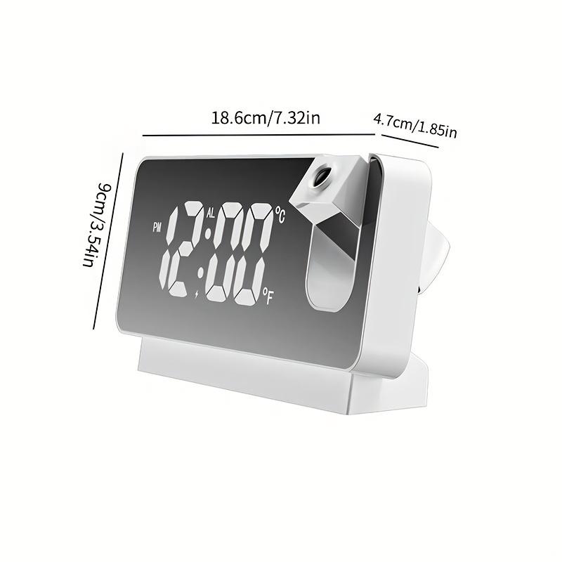 Black Friday Projection Digital Alarm Clock with LED Display, Rotating Projection, Easy-to-View, Brightness Control, Temperature Display, USB Powered