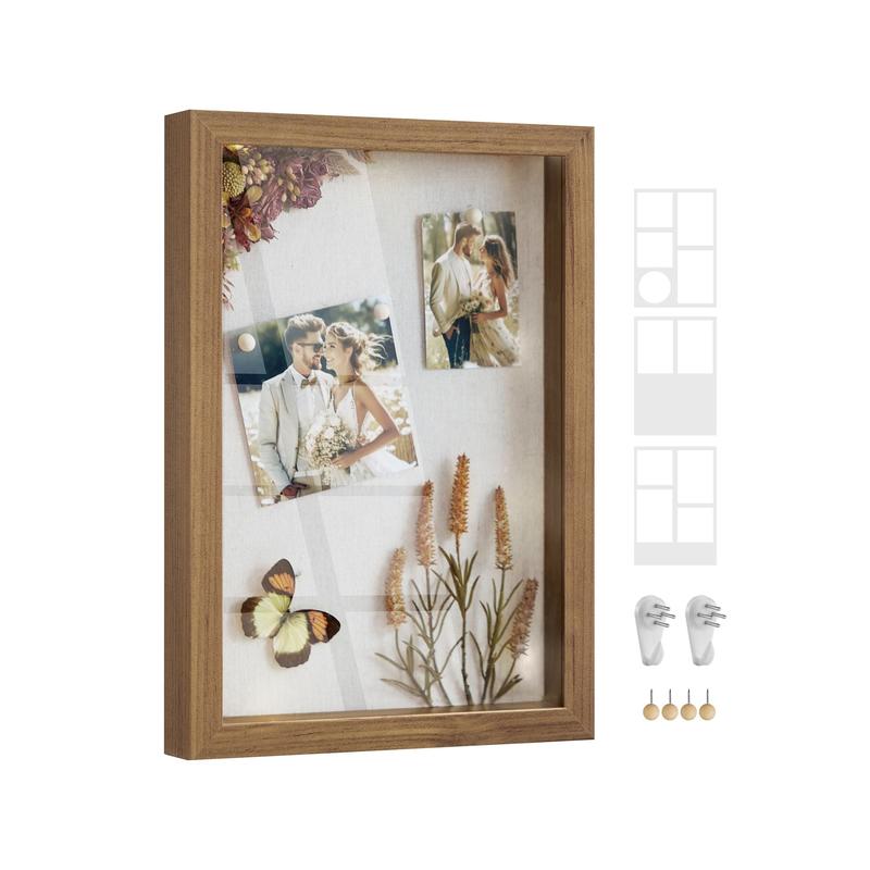 SONGMICS A4 Shadow Box Frame with Wood Push Pins