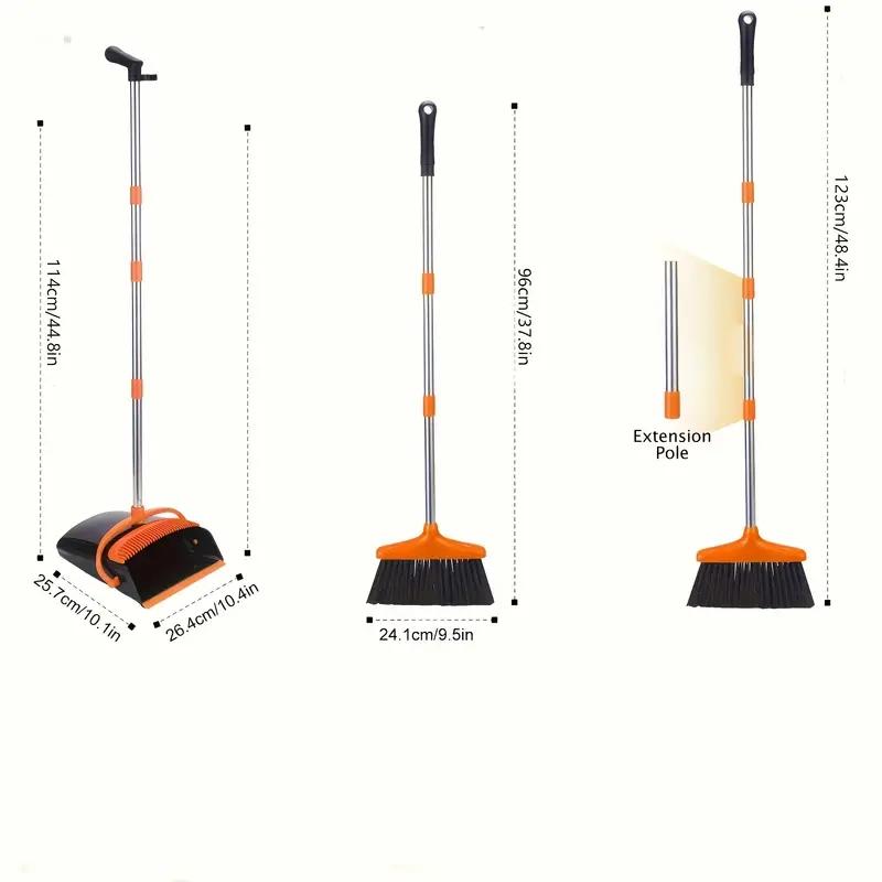 Broom and Dustpan Set for Home, Office, Indoor&Outdoor Sweeping, Stand Up Broom and Dustpan