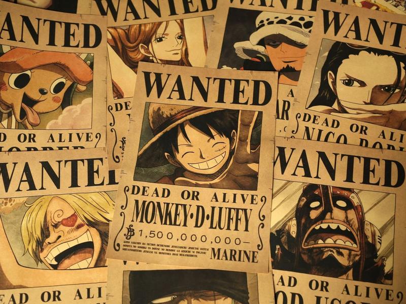 10Pcs Set Vintage Anime One Piece Bounty Wanted Posters Children Room Living Wall Decoration Cartoons Pirate Wanted Paintings