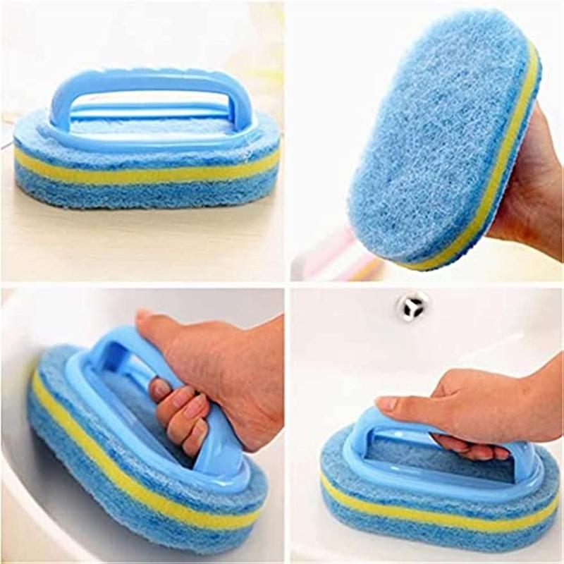 Handled Bathtub Scrubber, 1 Count Multifunctional Cleaning Brush for Bathtub, Tile, Sink, Decontamination Cleaning Brushes with Handle for Kitchen Bathroom