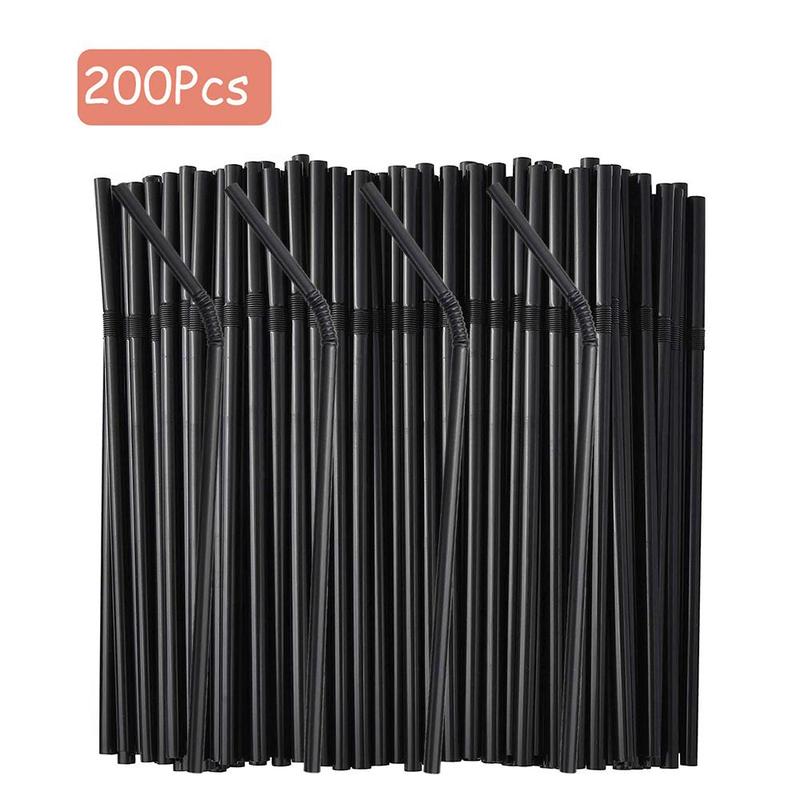 Colorful Disposable Drinking Straws, 200pcs Portable Bendable Plastic Drinking Straws, Drinking Supplies for Home Party Festival Picnic Outdoor Dining Room