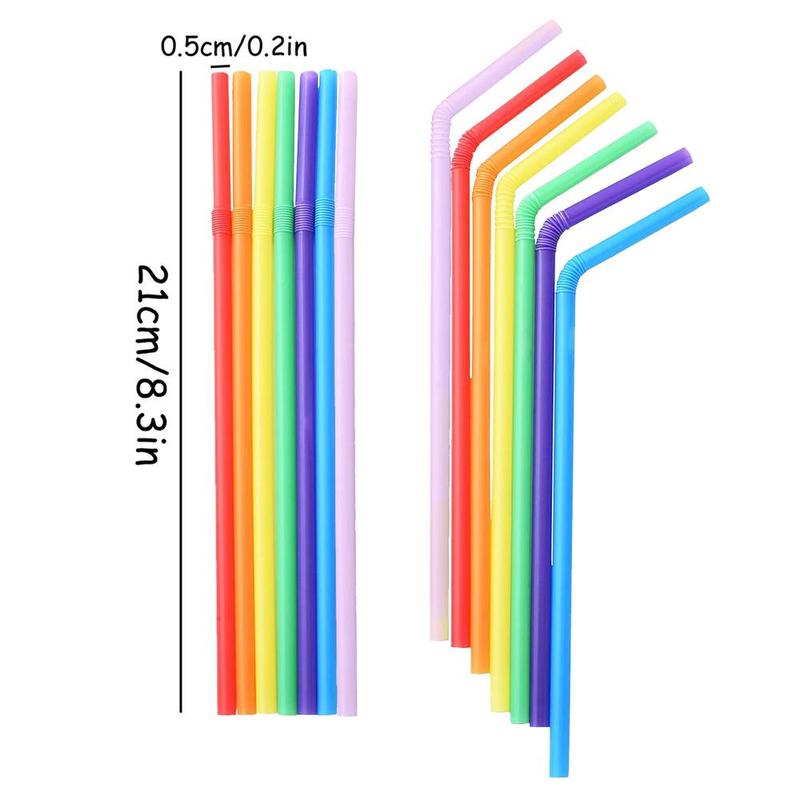 Colorful Disposable Drinking Straws, 200pcs Portable Bendable Plastic Drinking Straws, Drinking Supplies for Home Party Festival Picnic Outdoor Dining Room