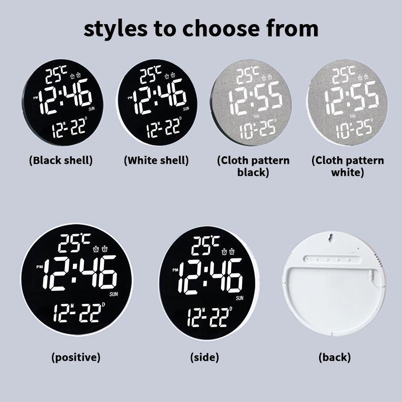 USB Rechargeable Wall Clock, 1 Count Digital Clock with Temperature & Date Display, Adjustable Brightness Electronic Clock for Home Office