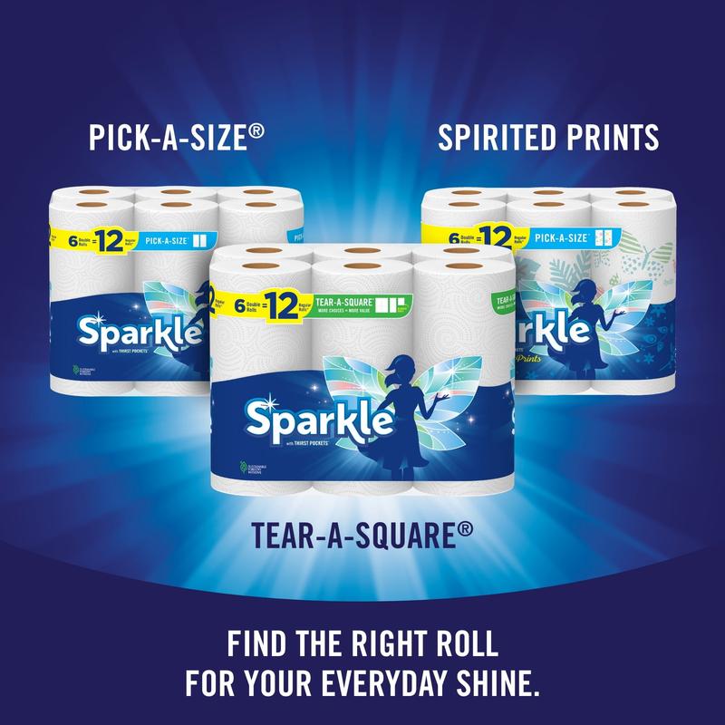 Sparkle Tear-a-Square Paper Towels, 12 Double Rolls