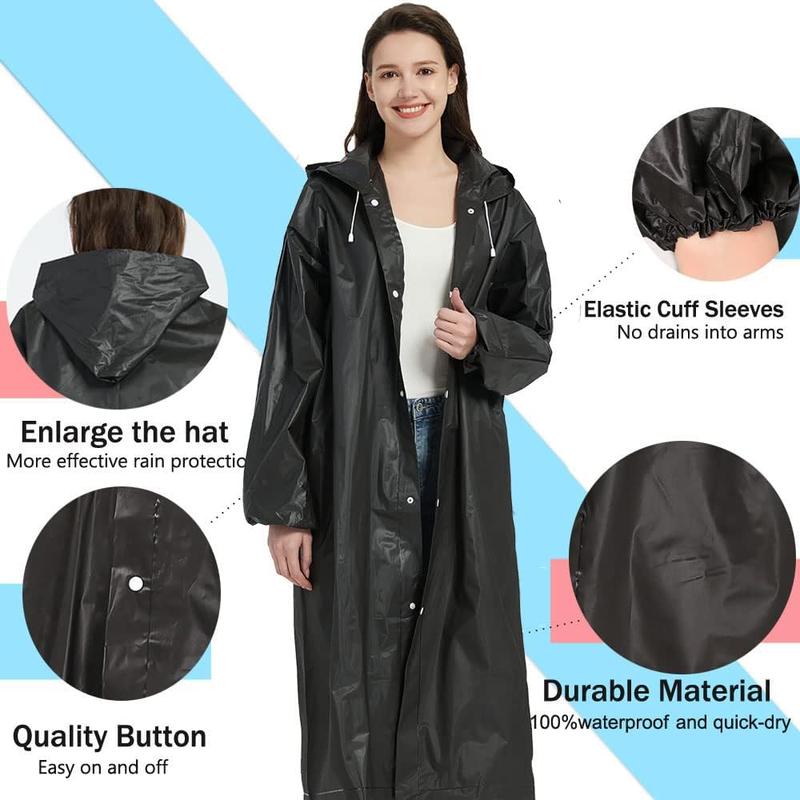 2 Pack Waterproof Rain Ponchosfor Adults-Reusable Emergency Raincoats with Hoodand Drawstring -LightweightPonchos