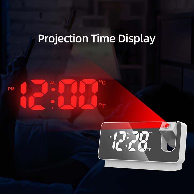 Black Friday Projection Digital Alarm Clock with LED Display, Rotating Projection, Easy-to-View, Brightness Control, Temperature Display, USB Powered