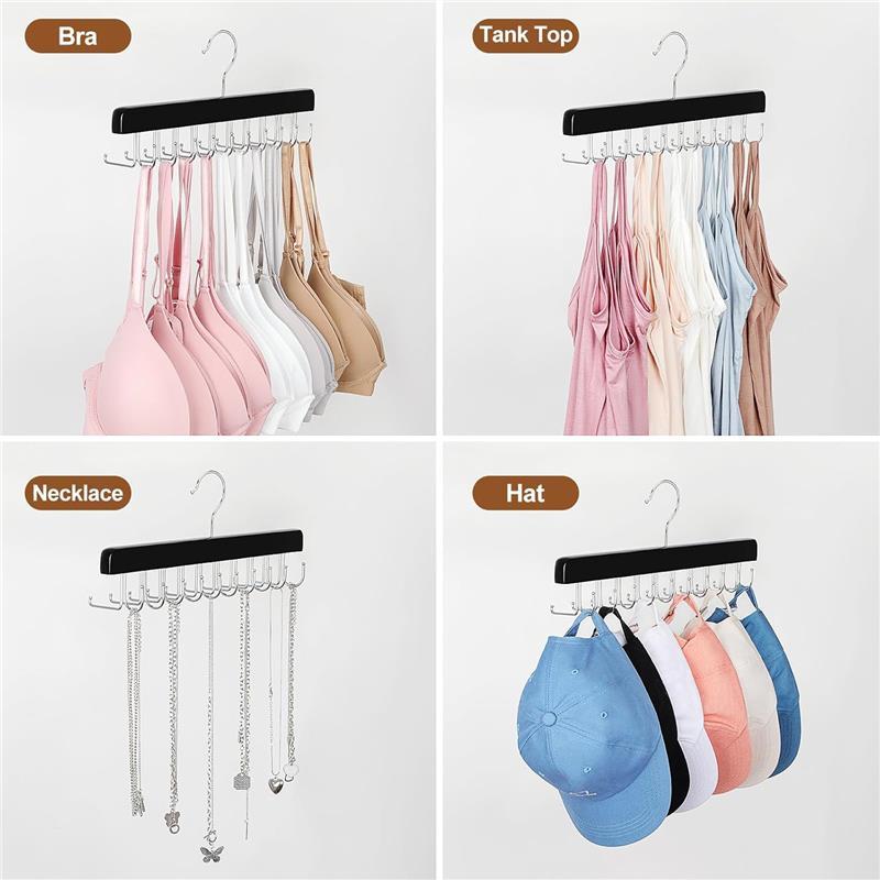 2 in 1 Belt Tie Hanger for Closet Max 30 Belts with 30 Ties Capacity, 20 Hooks Belt Tie Racks Wooden Hanger for Closet Organizer Storage “U” Fit for Belt and “” Fit for Tie - CT47B Hanging