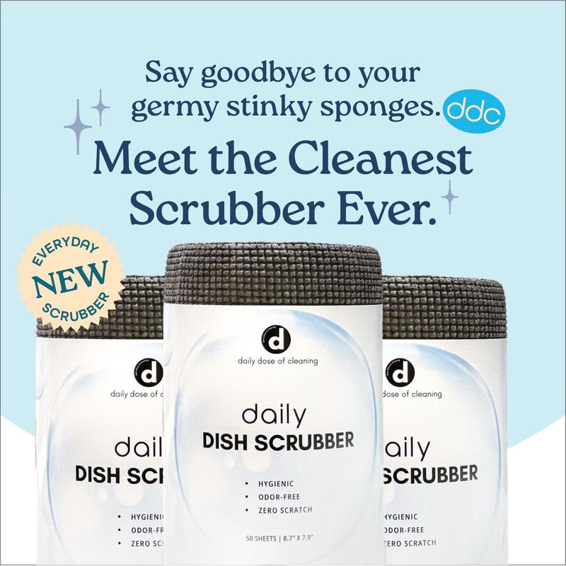 Daily Dish Scrubber - Disposable Scrub Cloths Sponges for Washing Dishes and Cleaning Kitchen & Bathroom. Bacteria Free, Odor Free, Quick Drying, Heavy Duty. Safe on most Surfaces including Stainless Steel.