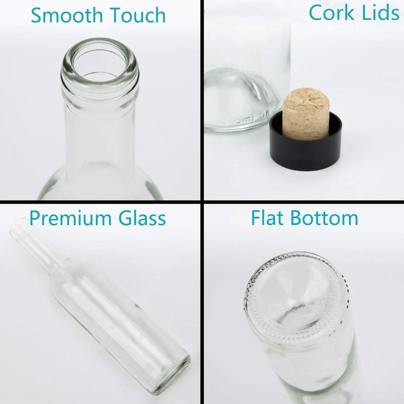 12 oz Glass Bottles With Cork Lids,Home Brewing Bottles Juicing Bottles With Caps Shrink Capsules,Clear Beveage Bottles For Sparkling Wine,Kefir,Food Storage,Leak Proof,Dishware Safe,12Pack