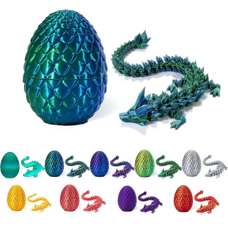 3D Dragon Egg Ornament, 1 Count Creative Laser Engraving Dinosaur with Egg Design Spring Toy, Desktop Decor for Home Office Dormitory Car School