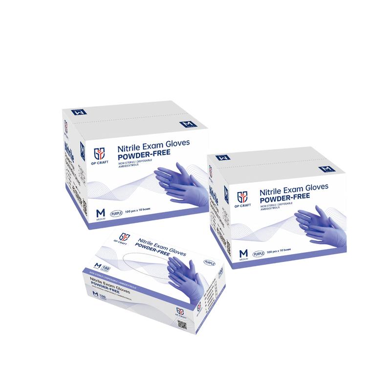 GP Craft Disposable Purple Nitrile Gloves 3.5 Mil （100PCS Box,1000PCS Case） Pack Prop Thick