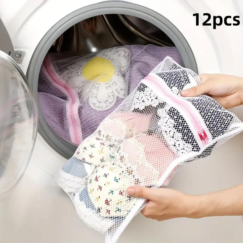 Laundry Bag Set, 12pcs Thick Mesh Washing Bag, Suitable for Washing Clothes, Shirts, Bras, Socks, Stockings, Underwear