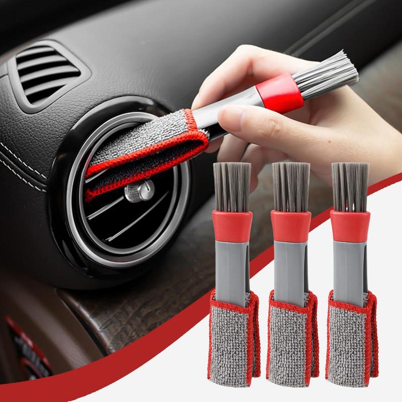 Car Air Conditioner Cleaning Brush, Car Air Conditioner Crevice Brush, Double Head Design Dashboard Soft Bristle Dust Brush, Car Interior Cleaning Brush