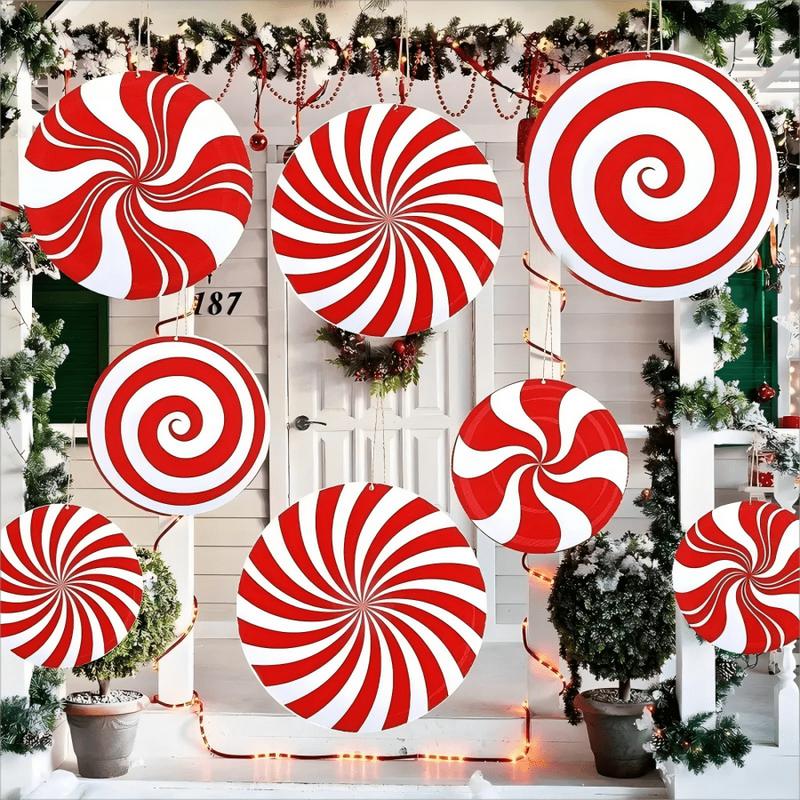 12pcs Indoor Christmas Decorations Pick A Tree - Large Red And White Peppermint Lollipop Pick A Tree Pick A Tree Pick A Christmas Decoration, Cute Candy Pick A Flower Decoration For Home Office Christmas Party Vase Decoration.