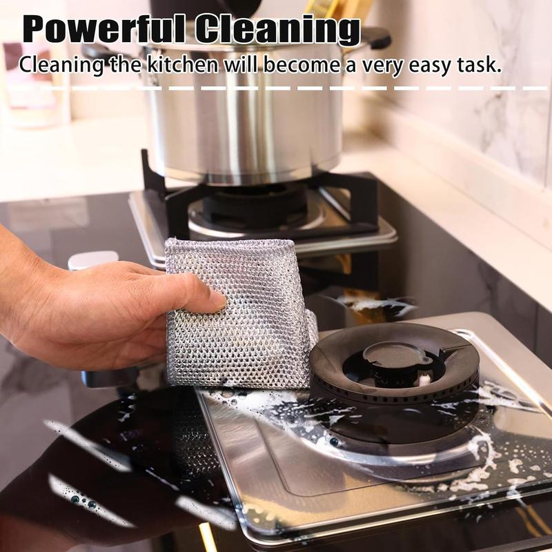 Triple Layer 12 Pack, New Upgrade Steel Wire Cleaning Dishcloth, Absorbent Scrubber, Non-Scratch Powerful Cleaning Rag for Cookware, Sinks, Dishes