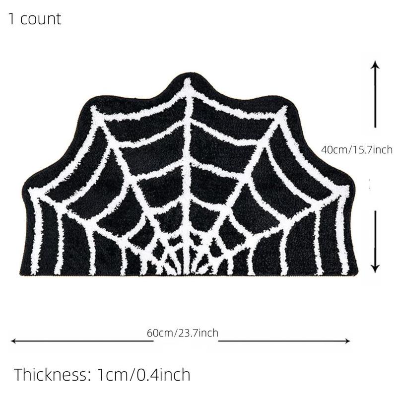 Spider Web Design Bath Mat, 1 Count Soft Comfortable Bath Mat, Halloween Decoration, Water Absorbent Bath Mat for Home Bathroom, Home Decor, 2024 Home Bundles