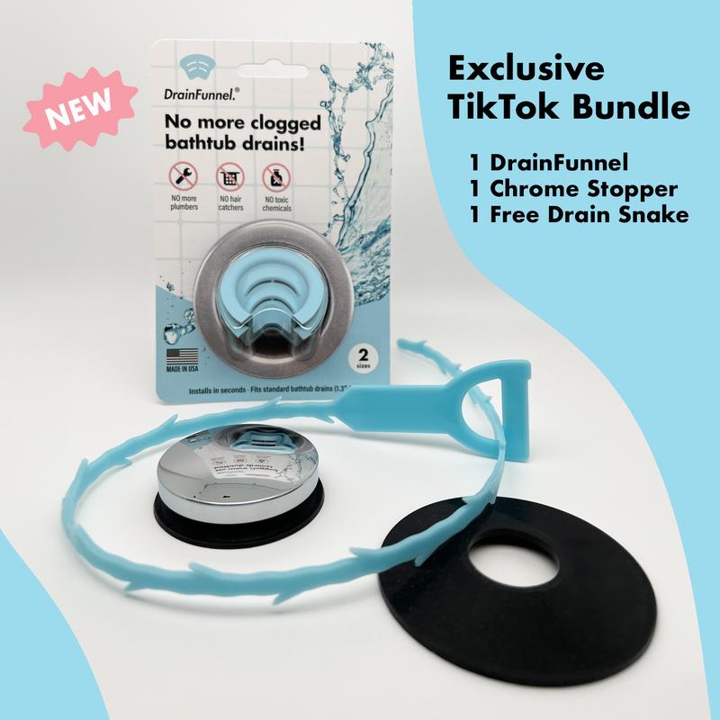 DrainFunnel Bundle: Bathtub Drain Funnel for Hair Clog Prevention, 2 Size Pack 1.3