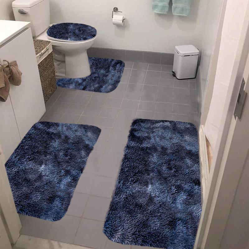 Bathroom Rugs Sets 4 Piece with Toilet Cover, Absorbent Microfiber Bath Mats for Bathroom,Non Slip Bathroom Rugs Washable with U-Shaped Contour Toilet Mat for for Bathtub, Shower Christmas gifts area rug