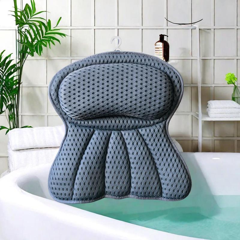 Non-slip Mesh Bath Pillow, 1 Count  Quick Dry Point Design Bathtub Pillow with 6 Suction Cups, Soft Bath Pillows for Neck Back Support