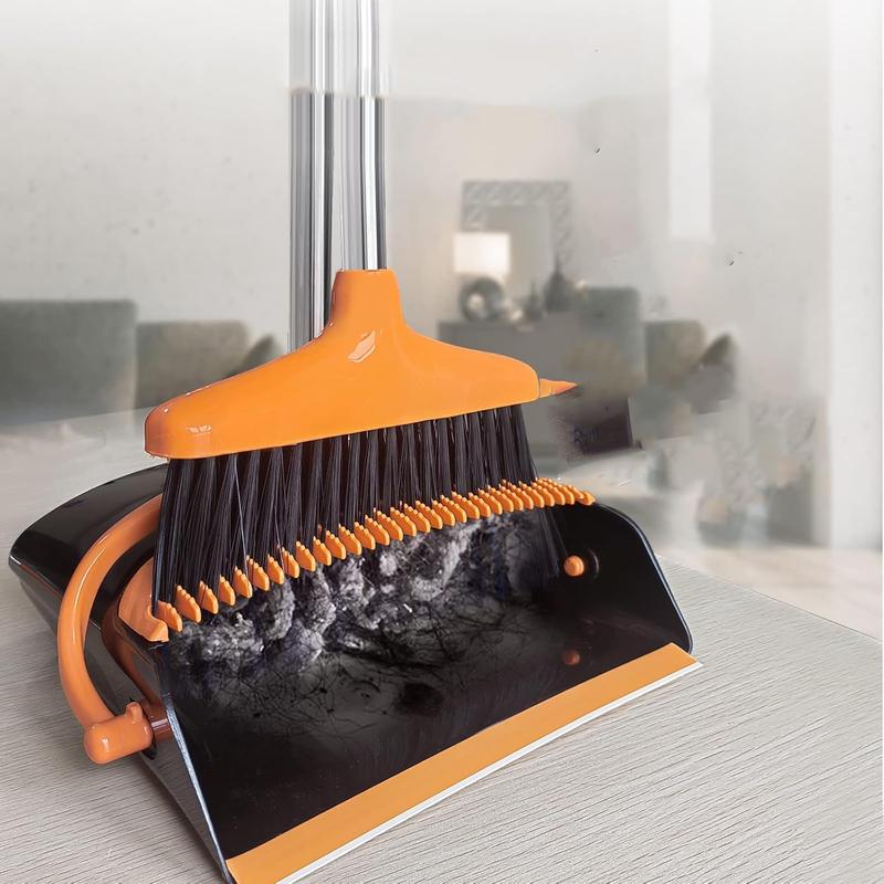 Broom and Dustpan Set for Home, Office, Indoor&Outdoor Sweeping, Stand Up Broom and Dustpan