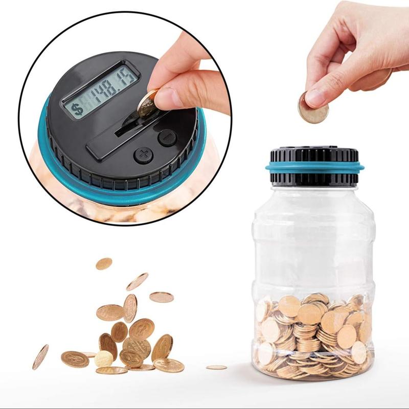 Smart Coin Piggy Banks without Battery, 1 Count LCD Display Counting Money Saving Jar, Kids Toys, Coins Saving Box Gift