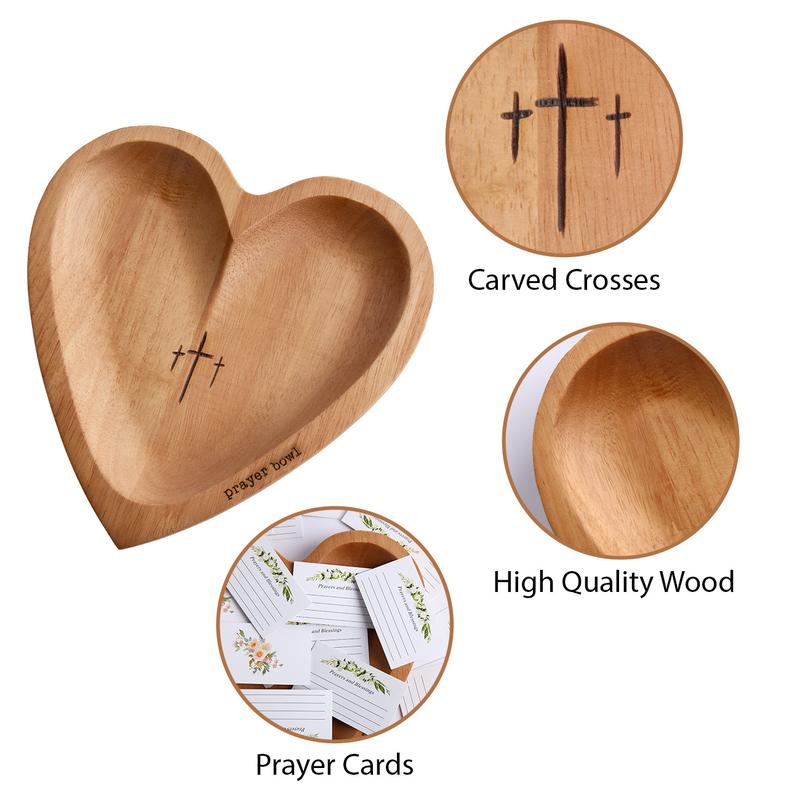 [Exquisite] Lightweight Wooden Prayer Bowl - Vintage Style, Heart - Shaped, for Bedroom & Living Room Decoration