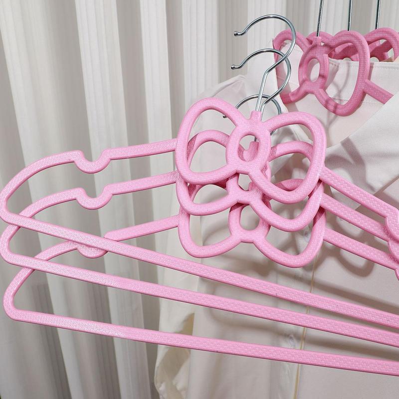 Bowknot Design Clothing Hanger, 3pcs set Creative Cute Plastic Hanger for Both Wet and Dry Clothes, Home Wardrobe Organizer for Kids