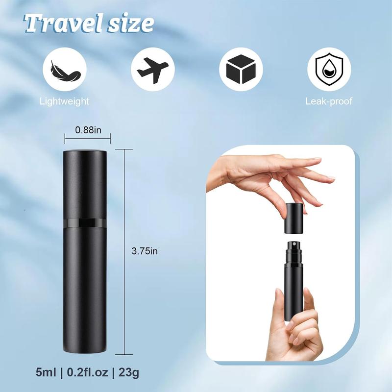 4PCS Perfume Atomizer Travel Refillable, Portable Cologne Sprayer Bottles for Travel, Bottom Pump Refilling Fragrances 5ml for Women Men (Black & Grey & Cham Gold & Rose gold)