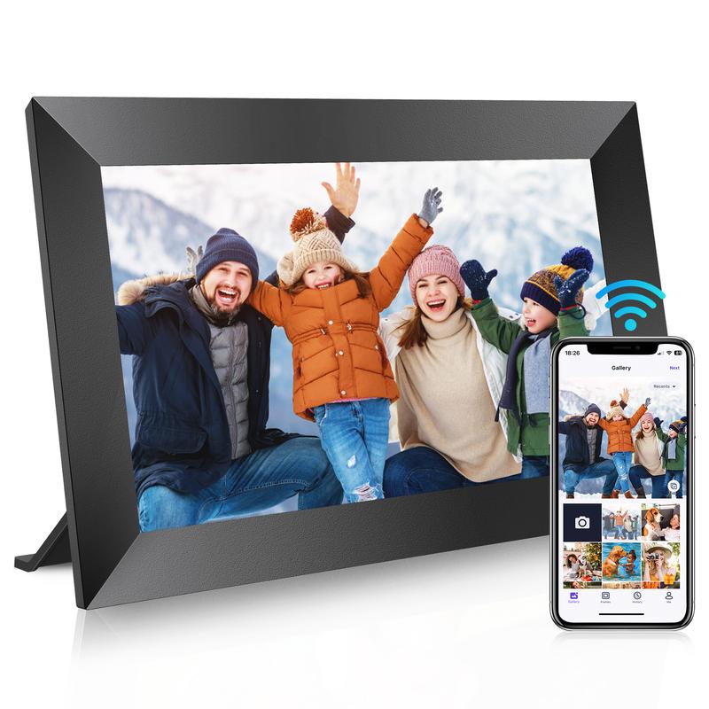 10.1 Inch WiFi Digital Picture Frame, IPS HD Touch Screen Cloud Smart Photo Frames with Built-in 32GB Memory, Wall Mountable, Auto-Rotate, Share Photos Instantly from Anywhere-Great Gift