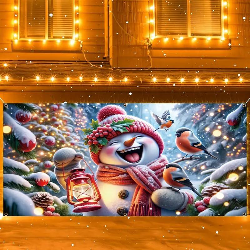 Christmas Cartoon Christmas Tree Pattern Garage Door Cover, 1 Count Windproof & Snowproof Garage Door  Decorating Banner, Festive & Party Supplies for Home Decor, Decorations Supplies