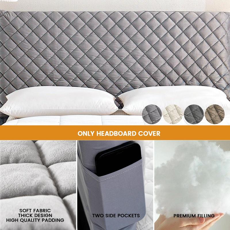 Solid Color Quilted Headboard Cover, 1 Count Soft Bed Back Dust Protector Cover, Comfortable Bed Head Cover for Home Bedroom Hotel Dormitory