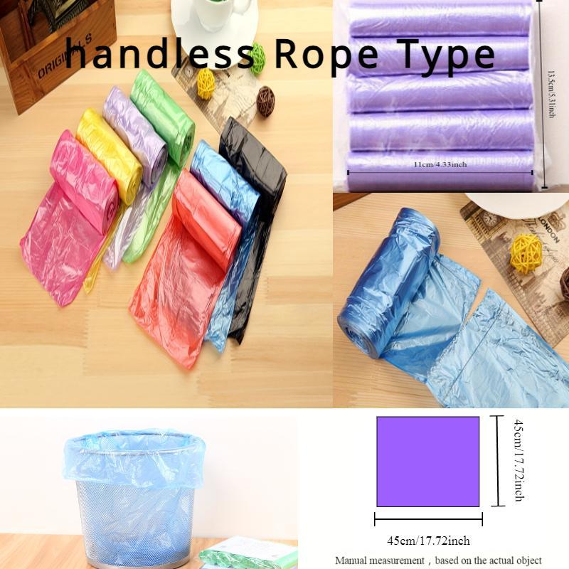 Random Color Drawstring Bin Bag, 5 Rolls Mixed Color Thickened Disposable Garbage Bag, Household Waste Bag for Kitchen Living Room Dormitory Office Car