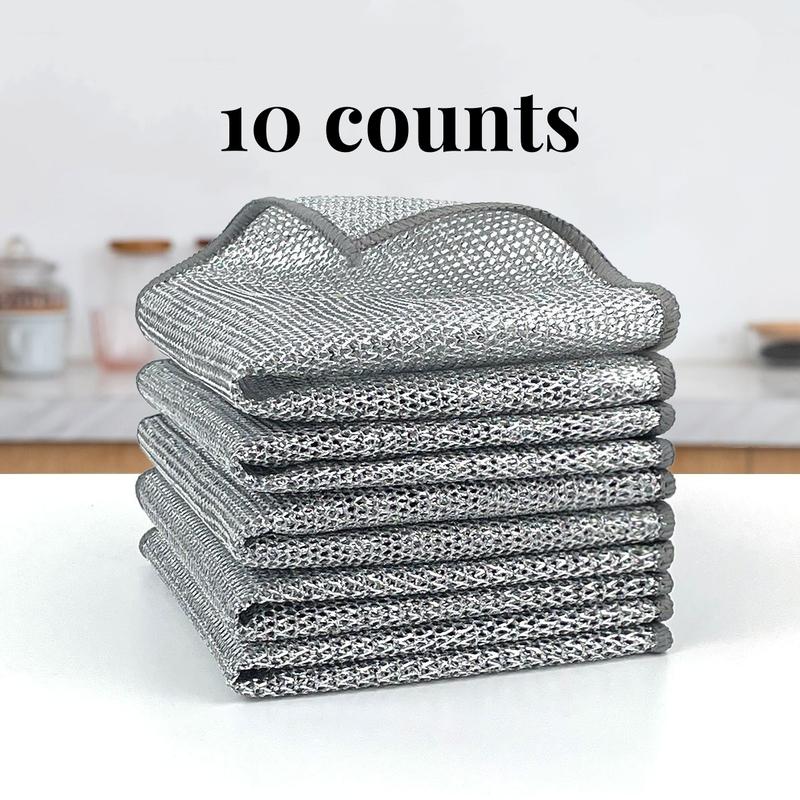 10 Counts Non-Scratch Wire Dishcloths for Kitchen Cleaning,Multipurpose Dishwashing Rags for Wet and Dry Use Easy Rinsing, Reusable，Wire  Wire Dish Towels for Kitchen, , Pots, Pans removable & washable floor miracle wire cloth   durable