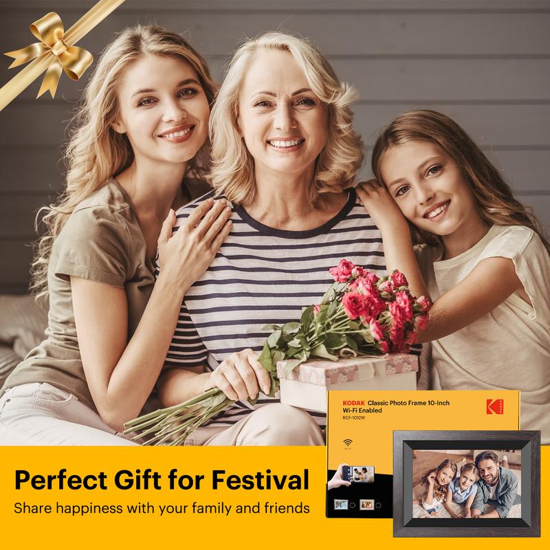 KODAK digital photo frame features a 10.1-inch IPS HD screen, supports WiFi remote control and app management, suitable for both tabletop and wall mounting. dry  flowers marco  defotos