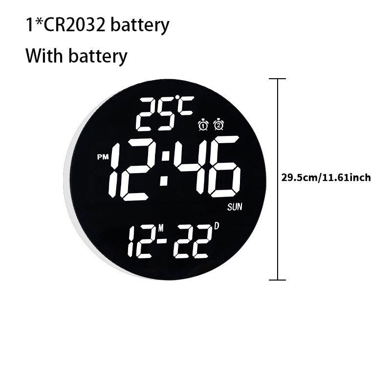 USB Rechargeable Wall Clock, 1 Count Digital Clock with Temperature & Date Display, Adjustable Brightness Electronic Clock for Home Office