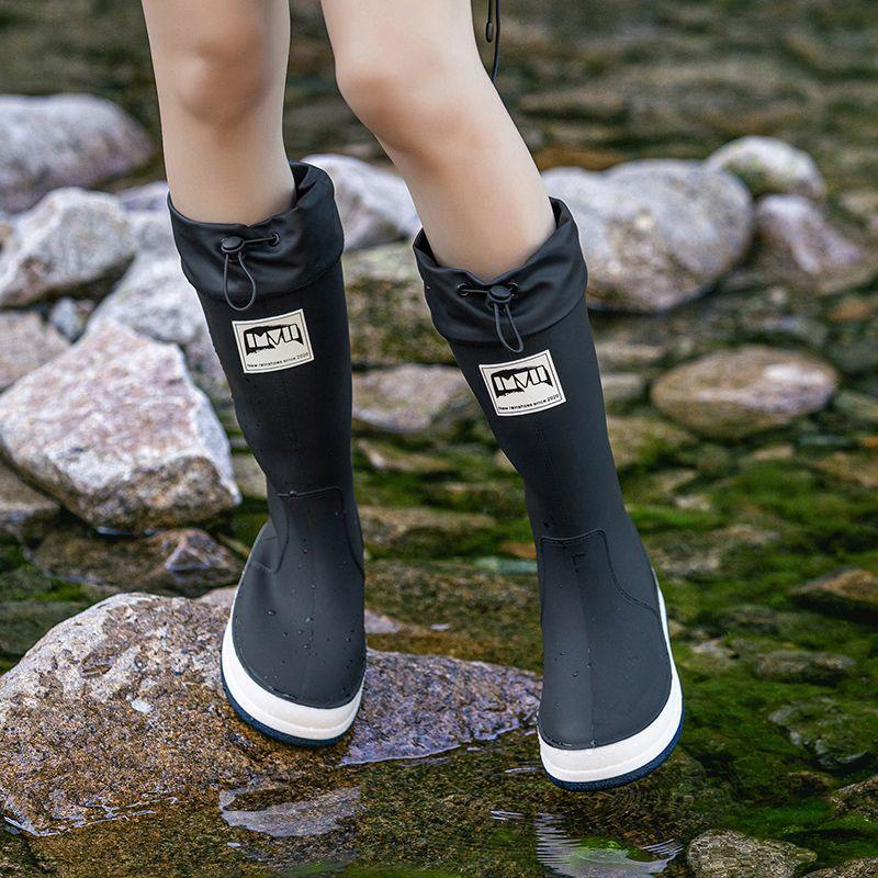 PVC Round-toe Flat-soled Wear-resistant Mid-calf Rain Boots, Lightweight Waterproof And Non-slip Fashionable Rain Boots