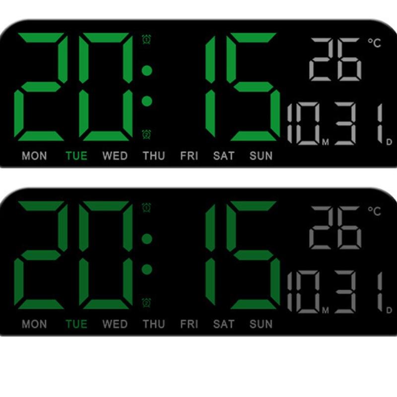 Luminous 10‘’ Large Screen LED Alarm Clock - Displays Week, Temperature, Humidity, and Timer - Perfect for Bedroom, Living Room, and Office Decoration with Modern Design