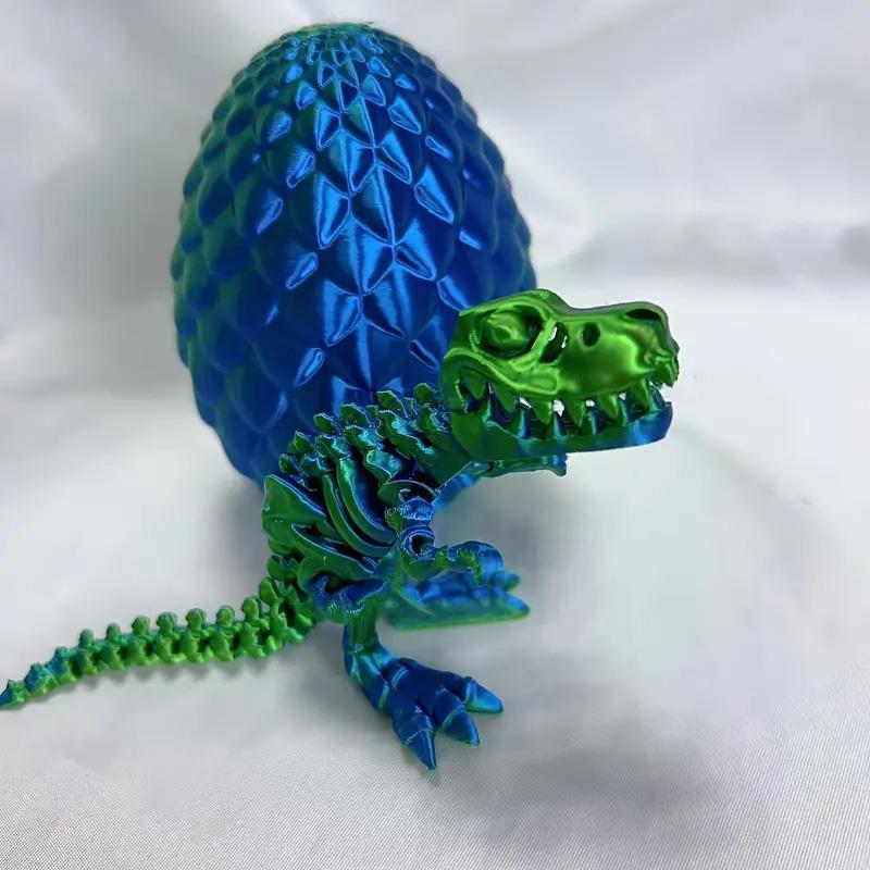 3D Printed Dinosaur Egg & Dinosaur Figurine, 2 Counts set Creative Desktop Ornament, Home Decor for Living Room Bedroom Office