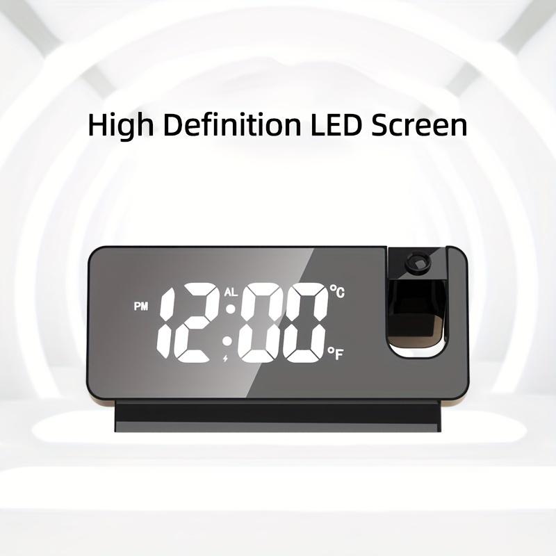 Black Friday Projection Digital Alarm Clock with LED Display, Rotating Projection, Easy-to-View, Brightness Control, Temperature Display, USB Powered