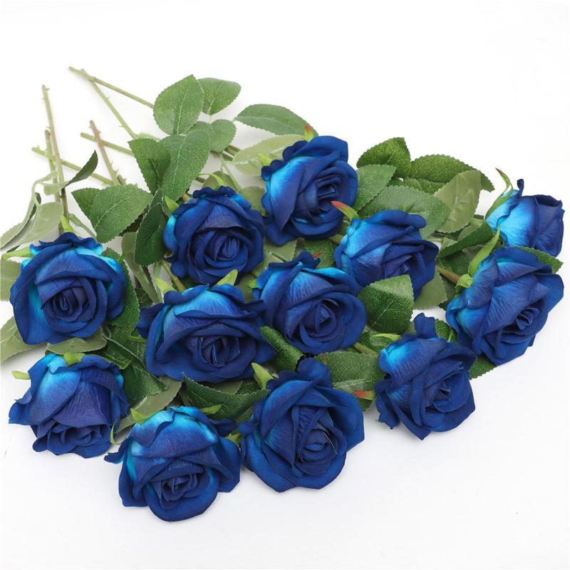 Artificial Rose (12pcs), Faux Rose Bouquet, Decorative Flower for Home Party Wedding Anniversary Festival