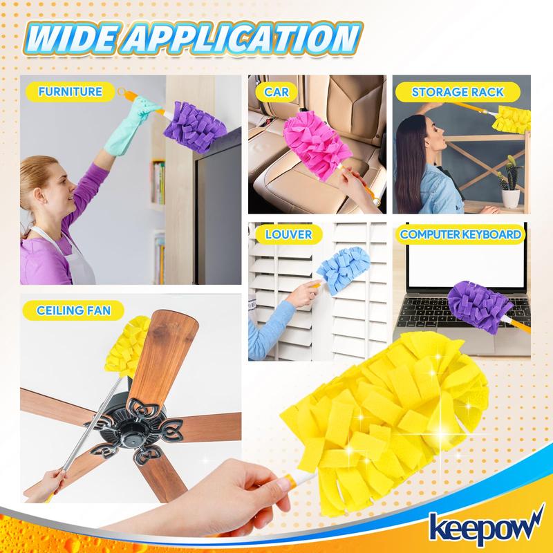 KEEPOW Reusable Duster Refill Compatible with Swiffer 360 Degree Dusters Refills for Cleaning 4 Pack (Handle is Not Included)