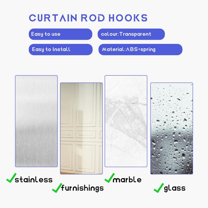 10PCS Self Adhesive Curtain Rod Holders No Drill Curtain Rods Brackets No Drilling Nail Free Adjustable Hooks -2