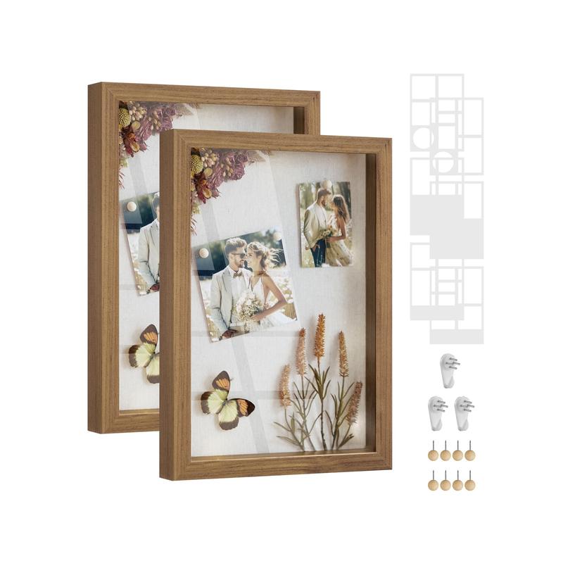 SONGMICS A4 Shadow Box Frame with Wood Push Pins