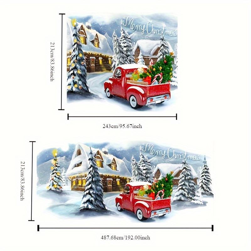 Merry Christmas Happy New Year Garage Door Banner Christmas Atmosphere Background New Year Garage Door Mural 96*84 Inches  192*84 Inches  192×96 Inches