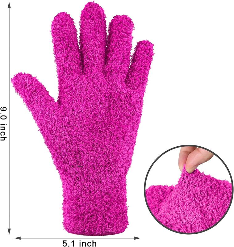 4 Pairs Microfiber Dusting Gloves Washable Reusable Cleaning Gloves Mittens for  House Cleaning Car Blinds