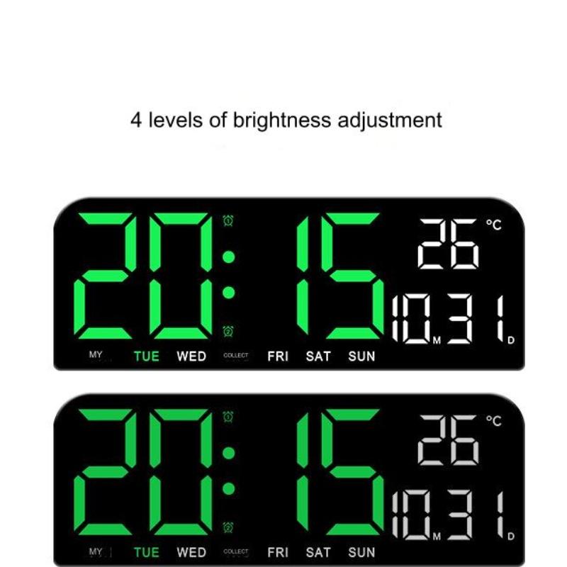 Luminous 10‘’ Large Screen LED Alarm Clock - Displays Week, Temperature, Humidity, and Timer - Perfect for Bedroom, Living Room, and Office Decoration with Modern Design