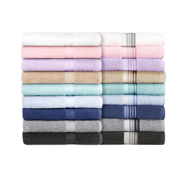 Basic Solid 18-Piece Bath Towel Set Collection, Black Cotton Hand