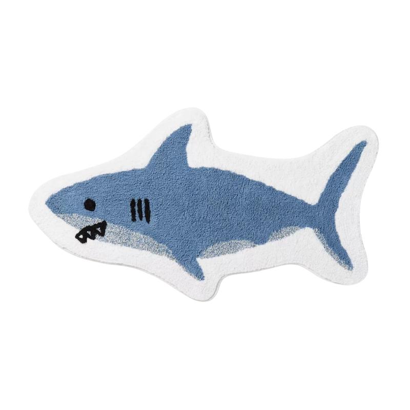 Shark Shaped Bathroom Rugs 38x20 inch Area Rugs Blue Absorbent Bath Rugs Non-Slip Shower Rug Bath Mats for Bathroom Kitchen Sink Bedroom Floor Mat Carpet